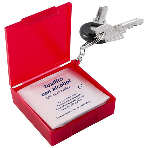 KEYCHAIN WITH ALCOHOL PADS