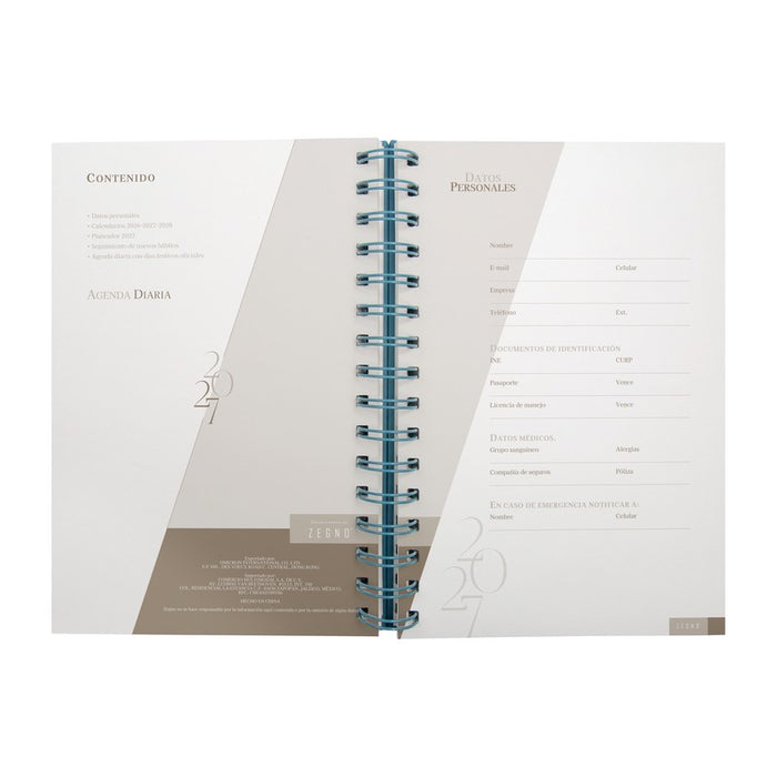 AGENDA DIARIA LETTE 2027 AZUL CIELO