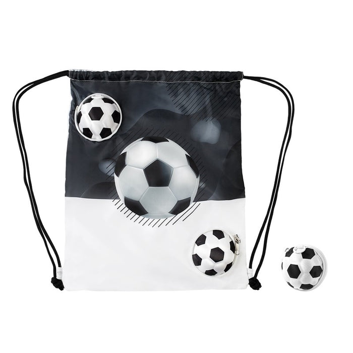 BOLSA-MOCHILA MÁGICA SOCCER BLANCO CON NEGRO