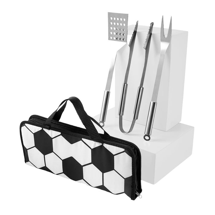 SET  DE BBQ SOCCER BLANCO CON NEGRO